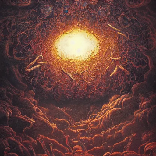 Image similar to two demons dance ballet in hell, surrounded by spheres!!!, beksinski, dariusz zawadzki, very coherent symmetrical artwork. cinematic, hyper realism, high detail, octane render, 8 k