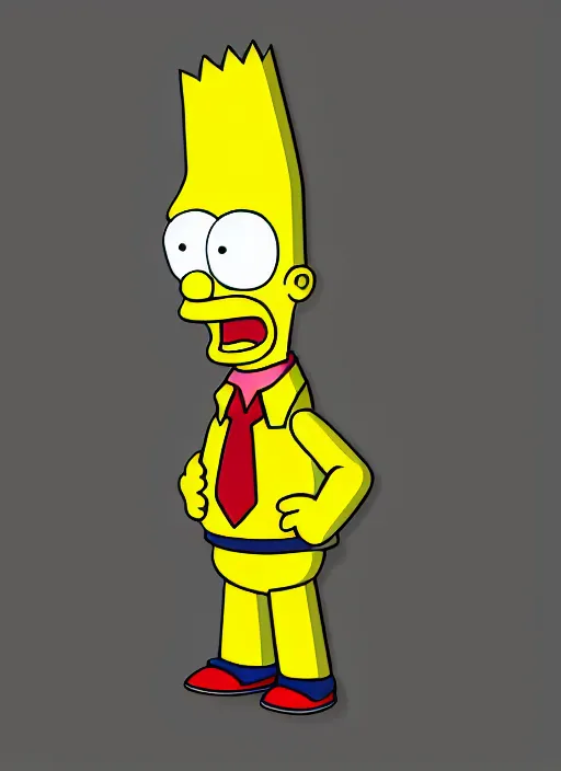 Prompt: digital art of statue of bart simpson in business suit