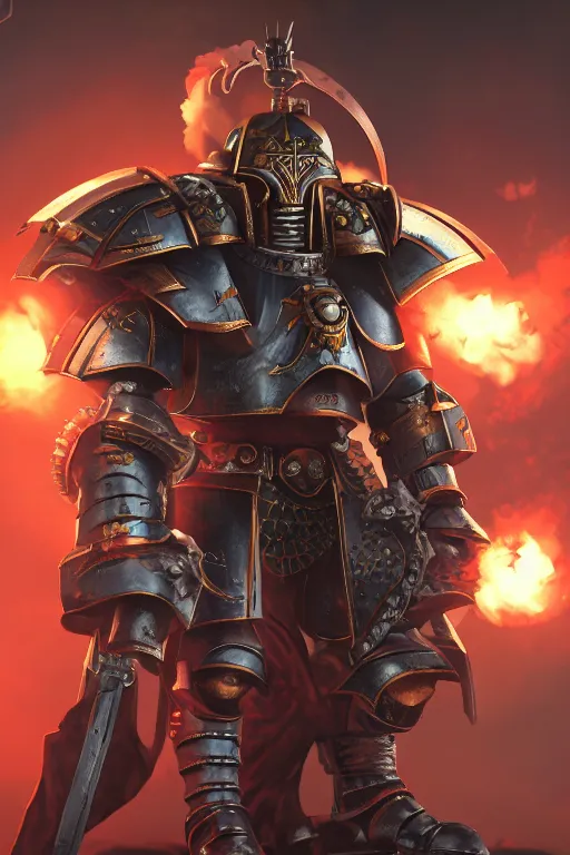 Image similar to armor portrait heros warhammer 4 0 k horus heresy fanart - the primarchs emperor by johannes helgeson animated with vfx concept artist & illustrator global illumination ray tracing hdr fanart arstation zbrush central hardmesh 8 k octane renderer comics stylized