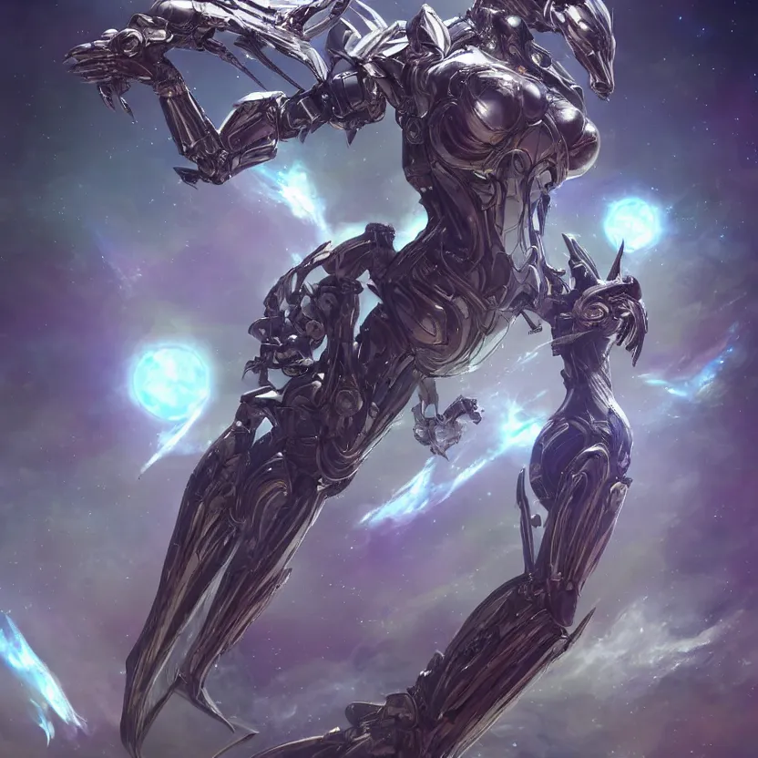 Image similar to goddess shot, galactic sized stunning beautiful anthropomorphic robot mecha female dragon, in space, larger than planets, holding the earth, the earth a mere marble in her claws, detailed silver armor, epic proportions, epic scale, detailed digital art, ultra detailed, furry, macro art, dragon art, giantess, warframe fanart, furaffinity, deviantart, realistic