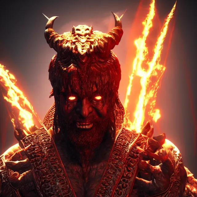 Image similar to biblical satan in mortal kombat, videogame 3d render, 4k, artstation