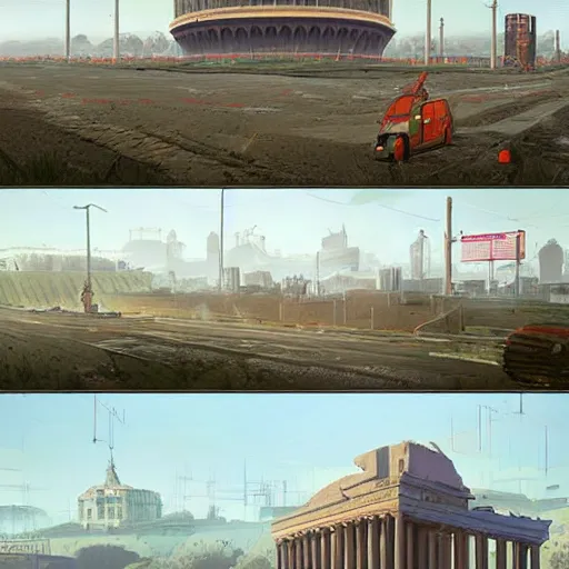 Image similar to rome in the year 2 0 7 7 by simon stalenhag