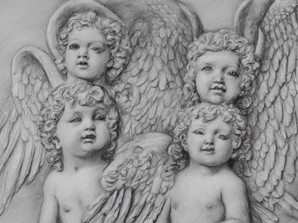 Image similar to cherub angel representation drawing