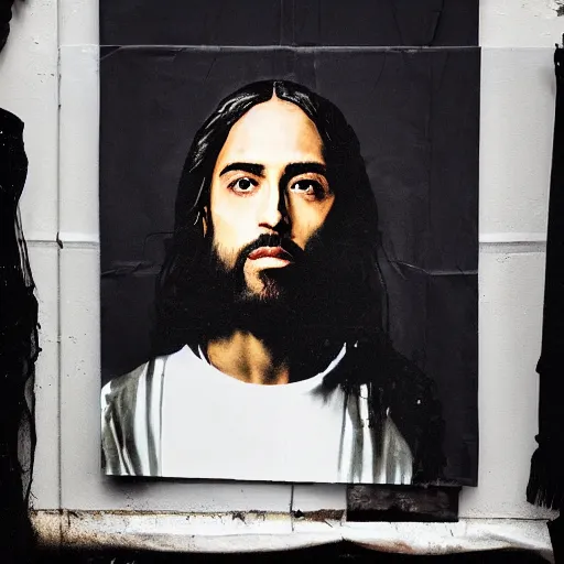 Image similar to jesus in jerry lorenzo streetwear by nicola samori