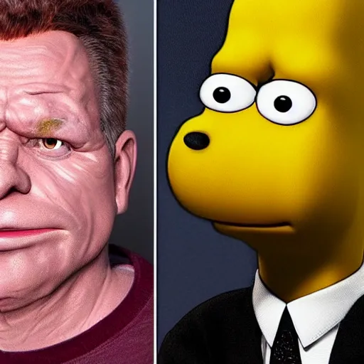 Prompt: stunning award winning hyperrealistic hdr 8 k highly detailed portrait photo of barney from the simpsons as a real human