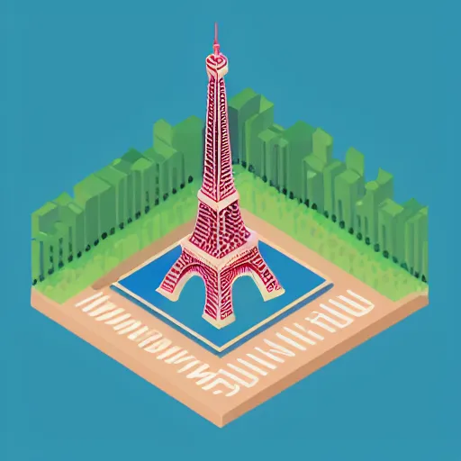 Image similar to isometric representation of the eiffel tower