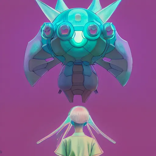 Image similar to a pokemon:: by guillermo del toro and Martine Johanna and Simon Stålenhag and Chie Yoshii frank Lloyd Wright:: dynamic, particulate, pastel colors, intricate, elegant, highly detailed, centered, artstation, smooth, sharp focus, octane render, 3d