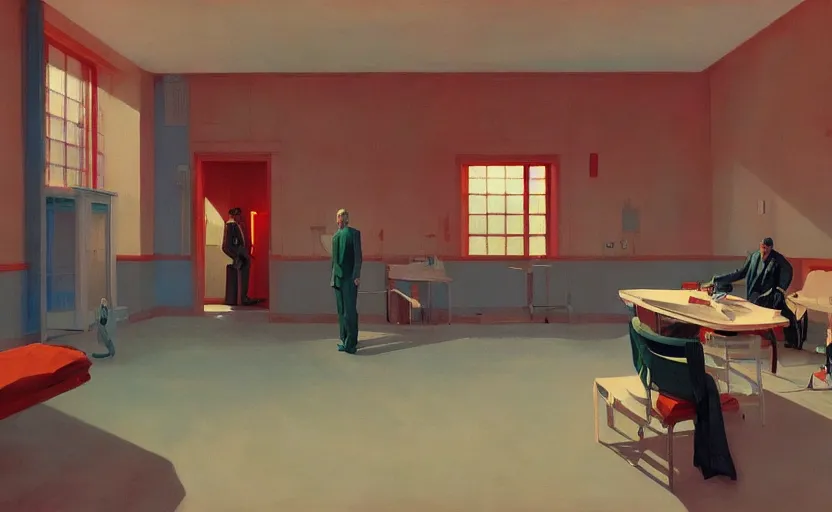 Image similar to Inside an operational room with crazy doctors operating, very coherent, painted by Edward Hopper, Wayne Barlowe, painted by James Gilleard, airbrush, art by JamesJean