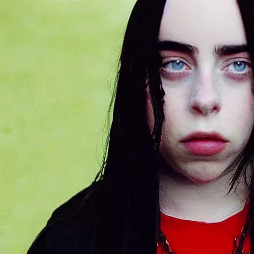 Image similar to Billie Eilish in a Tupac music video