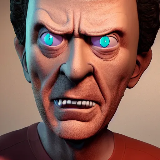 Image similar to rick from rick and morty 3 d render photorealistic ultra - realistic adult swim by kyle lambert