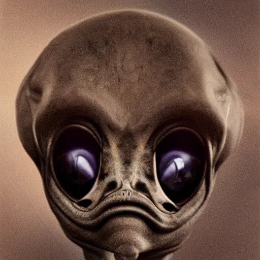 Prompt: Realistic photography of the first alien to be presented by the government