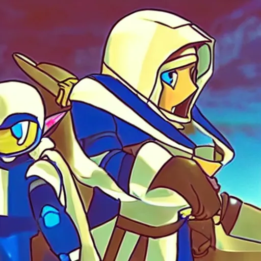 Image similar to a still of from the movie lawrence of arabia crossover with the game mega man x