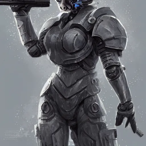 Prompt: cute grey cat wearing armor armed with giant bolter gun shooting down enemies, intricate, elegant, highly detailed, centered, digital painting, artstation, concept art, smooth, sharp focus, illustration, art by artgerm, WLOP