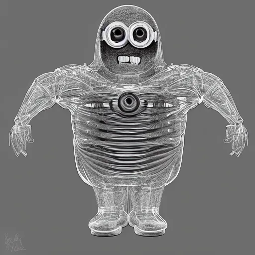 Prompt: X-Ray scan of a minion, concept art, 8k, intricate, digital art, smooth, vector