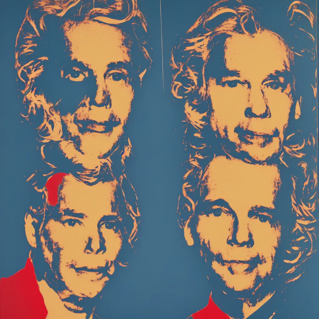 Image similar to individual silk screen portrait of jeff koons by andy warhol