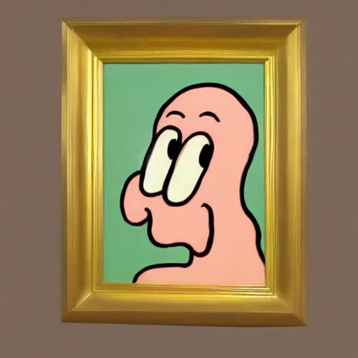 Image similar to hypertealistic painting portrait of squidward from spongebob