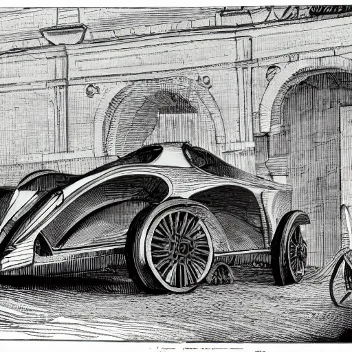 Prompt: novum automobile, quod specie longe praestat modernitatis vehiculis, translationem futurarum a roma, quae in moderna aetate permansit, consilium conceptum.