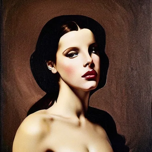 Prompt: lana del rey painted by caravaggio, art