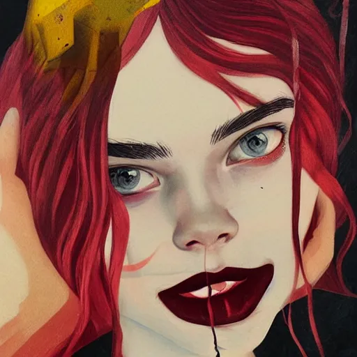 Image similar to Elle Fanning in FEAR 2 picture by Sachin Teng, asymmetrical, dark vibes, Realistic Painting , Organic painting, Matte Painting, geometric shapes, hard edges, graffiti, street art:2 by Sachin Teng:4