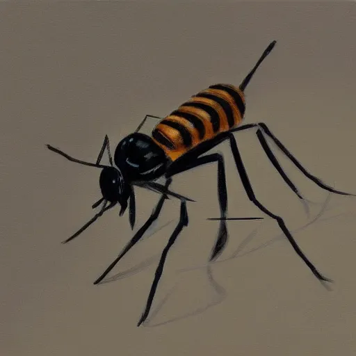 Image similar to a high quality painting of a mosquito trending on art station