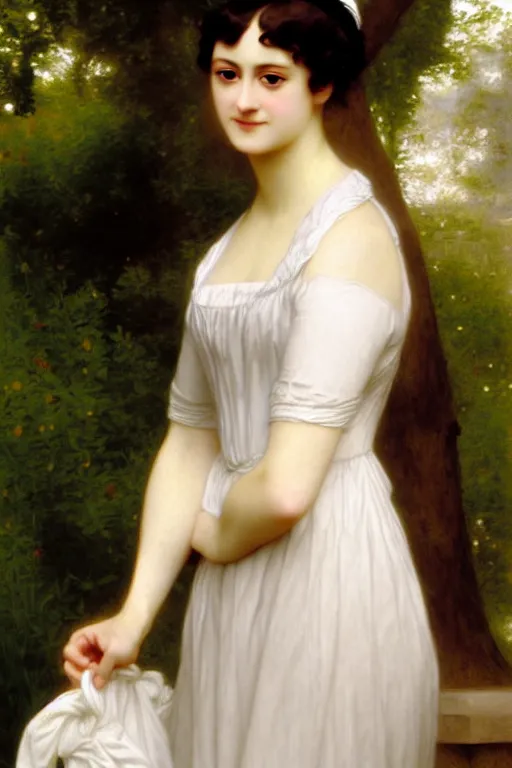 Prompt: jane austen in white, painting by rossetti bouguereau, detailed art, artstation