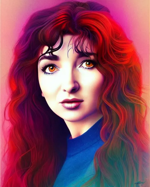 Image similar to richly detailed color illustration young kate bush illustrated by artgerm and mina petrovic and timothy kong and marina federovna. 3 - d shadowing