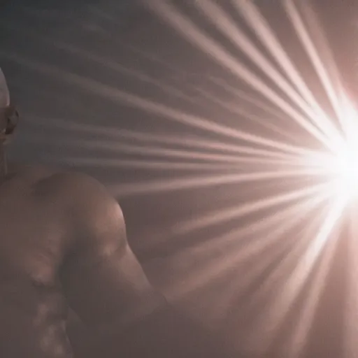 Image similar to a still of mike tyson, cinematic, 4 k, god rays through fog