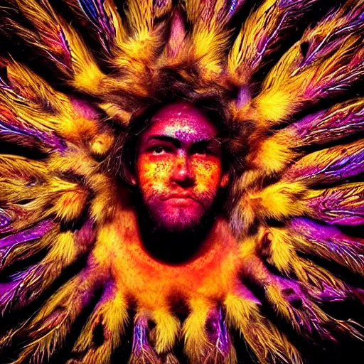 Image similar to three eyed gods, third eye middle of forehead, wide wide shot, very hairy bodies, vivid colors, eye in forehead, beautiful lighting, detailed photograph