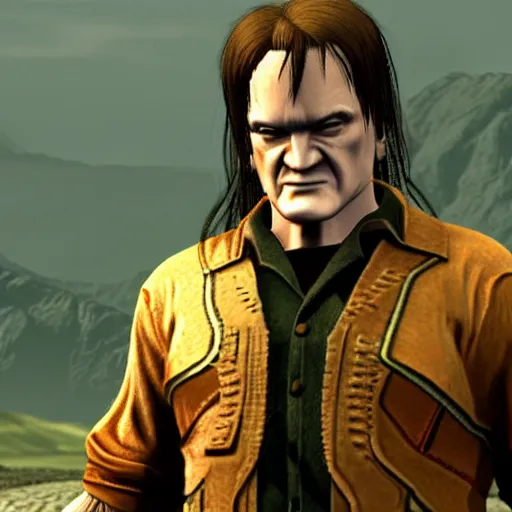 Image similar to quentin tarantino in the video game elden ring