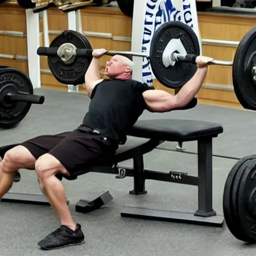 Prompt: joe biden bench pressing weights