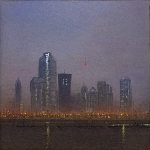 Image similar to “Hudson river school romantic painting of Modern beijing”