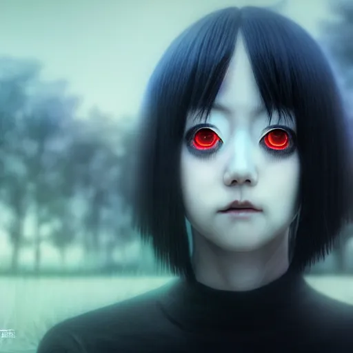 Prompt: i see you palp by junji ito, green red black blue eyes and long black hair by junji ito, painted by junji ito, rtx reflections, octane render 1 2 8 k, extreme high intricate details by wlop, digital anime art by ross tran, wide shot, composition by ross tran, lighting by wlop