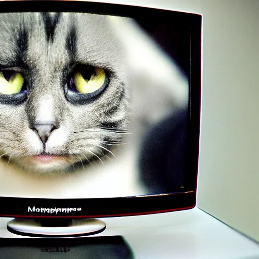 Image similar to paraphore mynt cat face on a crt tv