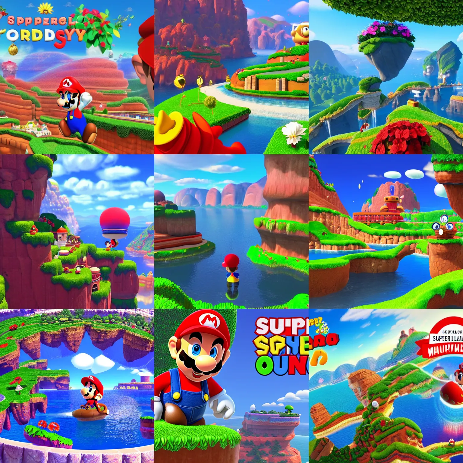 Prompt: beautiful landscape in the style of super mario odyssey