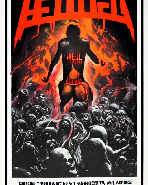 Prompt: 1 9 8 0 s poster advertisement for hell, poster design, 4 k, heavy metal art style