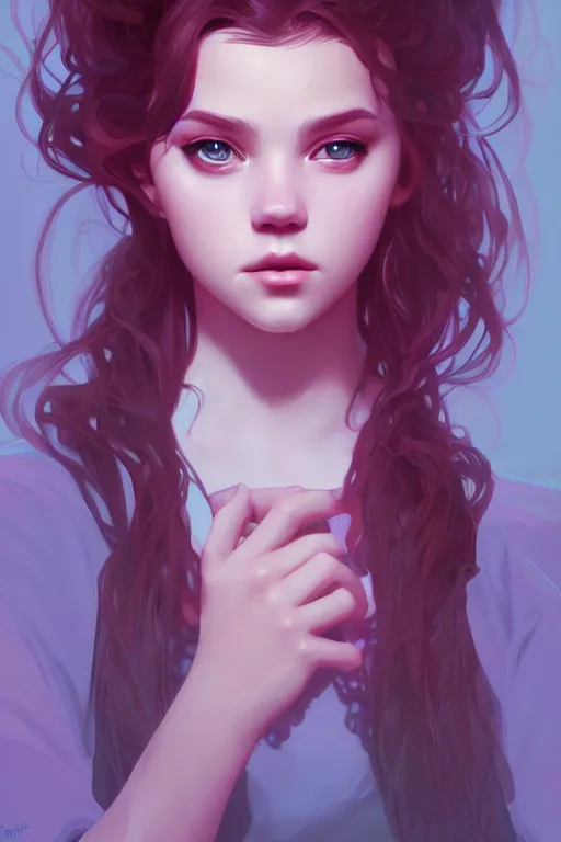 Image similar to portrait of barbara palvin, ambient lighting, 4 k, lois van baarle, ilya kuvshinov, rossdraws, alphonse mucha, jung gi kim, artstation