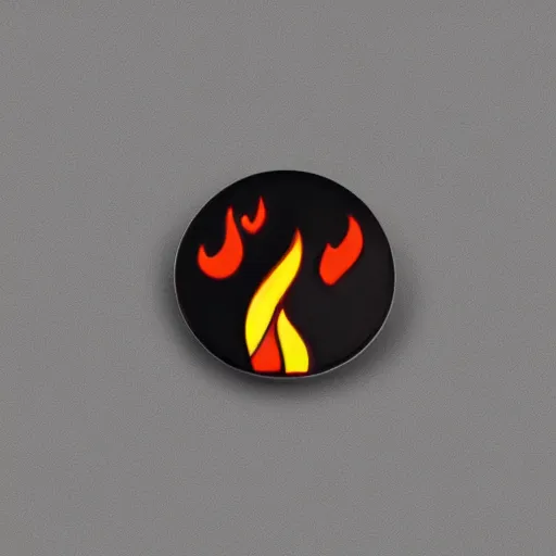 Image similar to a photo of a retro 1 9 6 0 s minimalistic plain fire flames enamel pin, studio lighting, behance