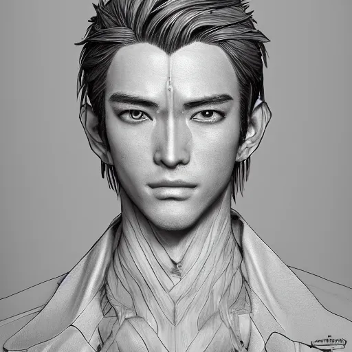 Prompt: an immortal cultivator as an absurdly handsome, elegant, young anime man, ultrafine hyperrealistic detailed face illustration by kim jung gi, irakli nadar, intricate linework, sharp focus, bright colors, matte, final fantasy, unreal engine highly rendered, global illumination, radiant light, intricate environment