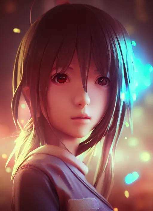 Image similar to Portrait of a anime girl with bokeh, highly detailed, dramatic lighting, octane render, 4K