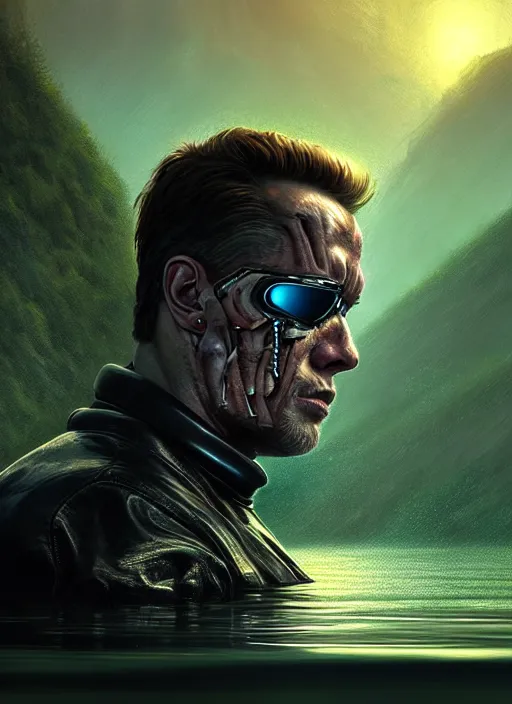 portrait of the terminator in a magical lake, half | Stable Diffusion ...