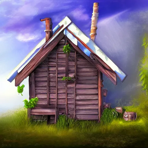 Prompt: a house, fantasy digital art