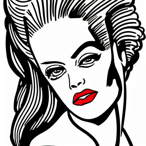 Prompt: the bride of frankenstein illustration by roy lichtenstein