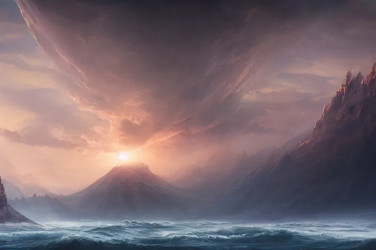 Prompt: an upside down mountain in the water by jessica rossier