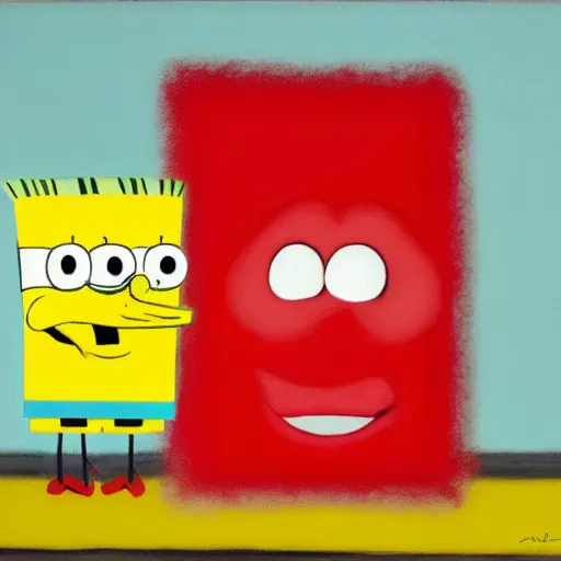 Image similar to Spongebob trapped inside a Mark Rothko painting