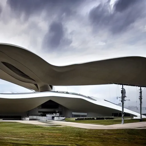 Image similar to a military base designed by zaha hadid