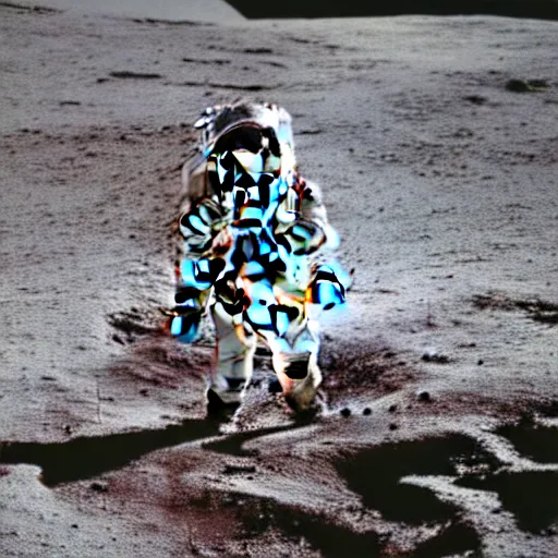 Image similar to astronaut exploring a strange surface of another planet, astronat sees signs of ancient civilization in style of 2 0 0 1 a space odyssey