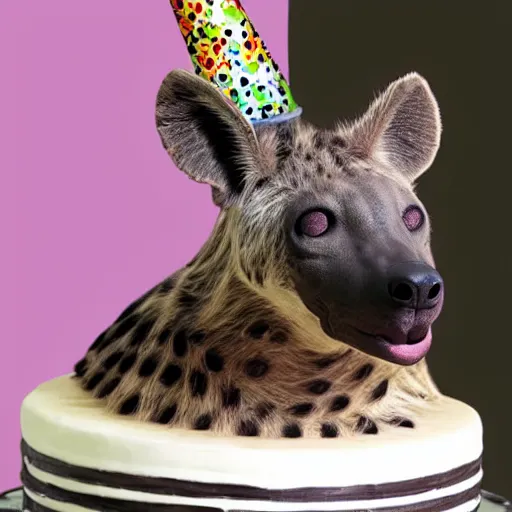 Image similar to a hyena on top of a birthday cake