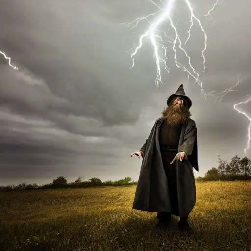 Image similar to Wizard casting a storm spell, photography