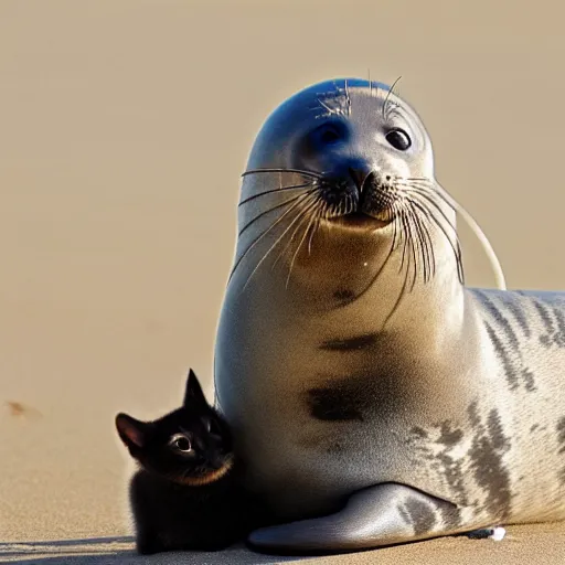 Image similar to seal with a kitten