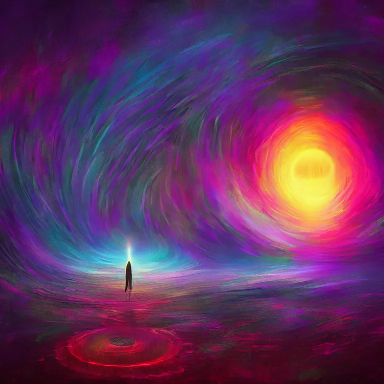 Image similar to person in the distance psychedelic disco that can ’ t escape vortex black hole 4 k award winning digital art by anato finnstark